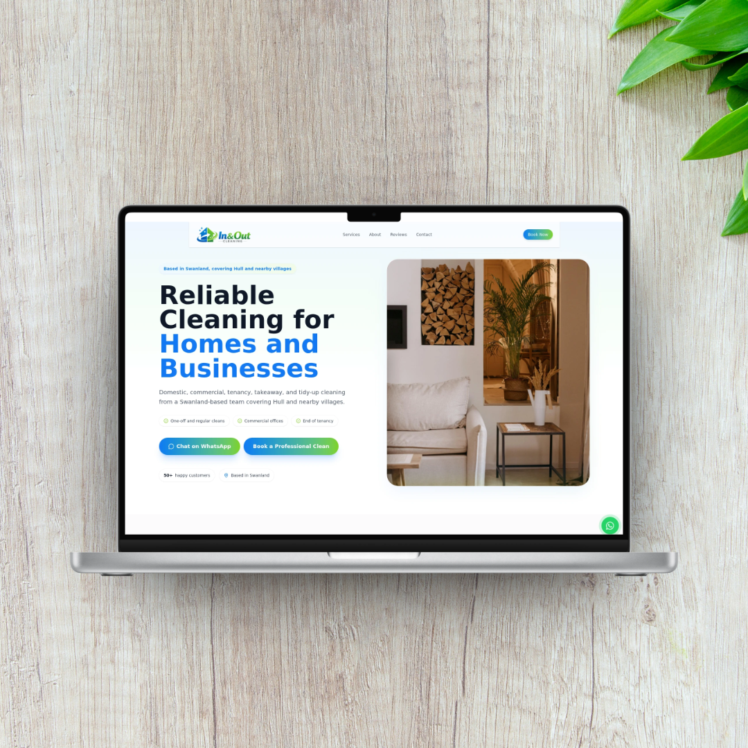 Hull Cleaning website showing the instant quote and booking journey