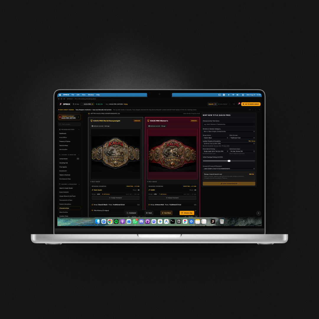 SPRKIX Championships platform mockup